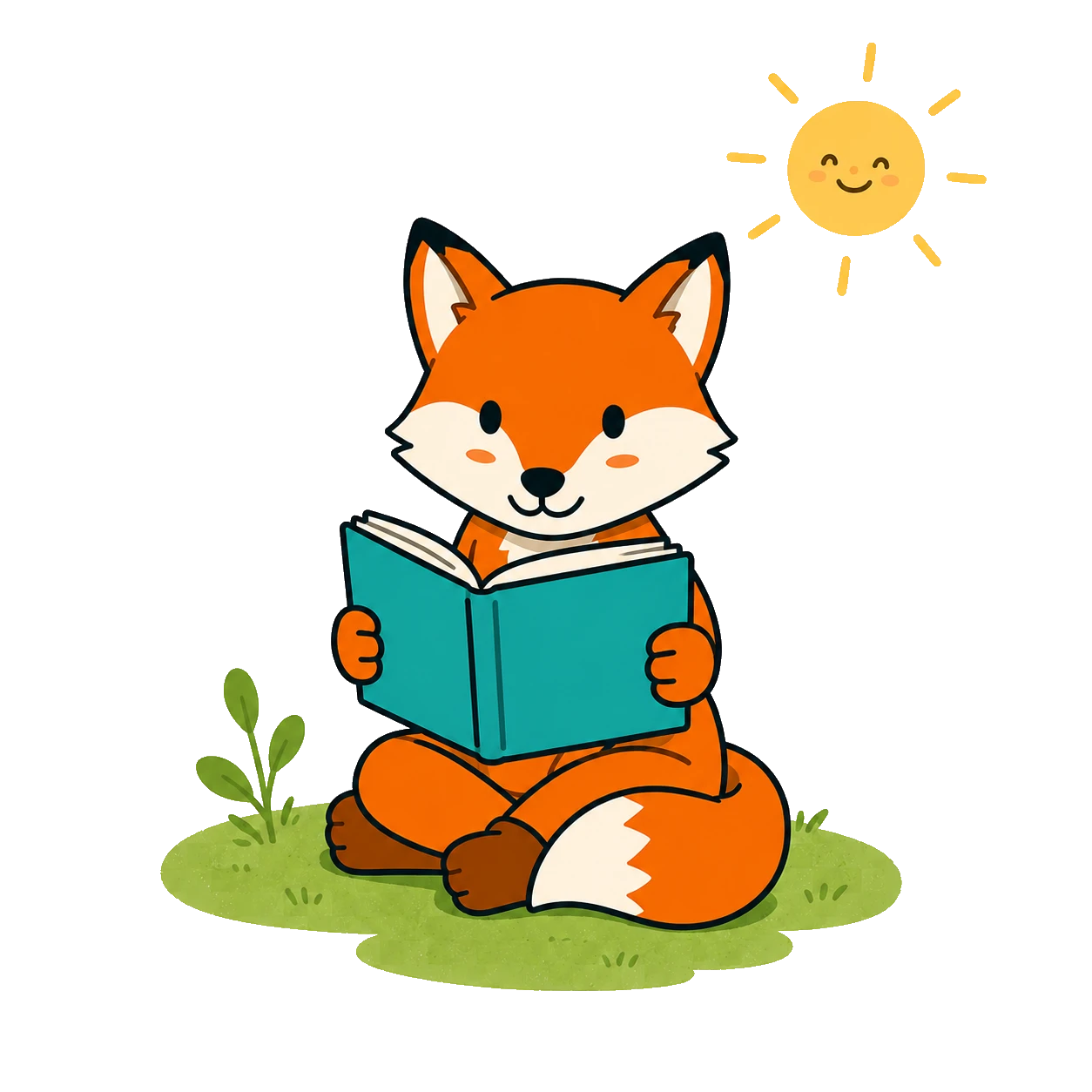 A fox reading a book in the sun